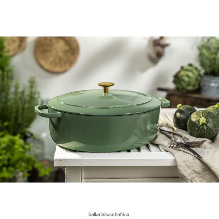 BALLARINI Bellamonte 475 qt Oval Cocotte Green Cookware T0DT51