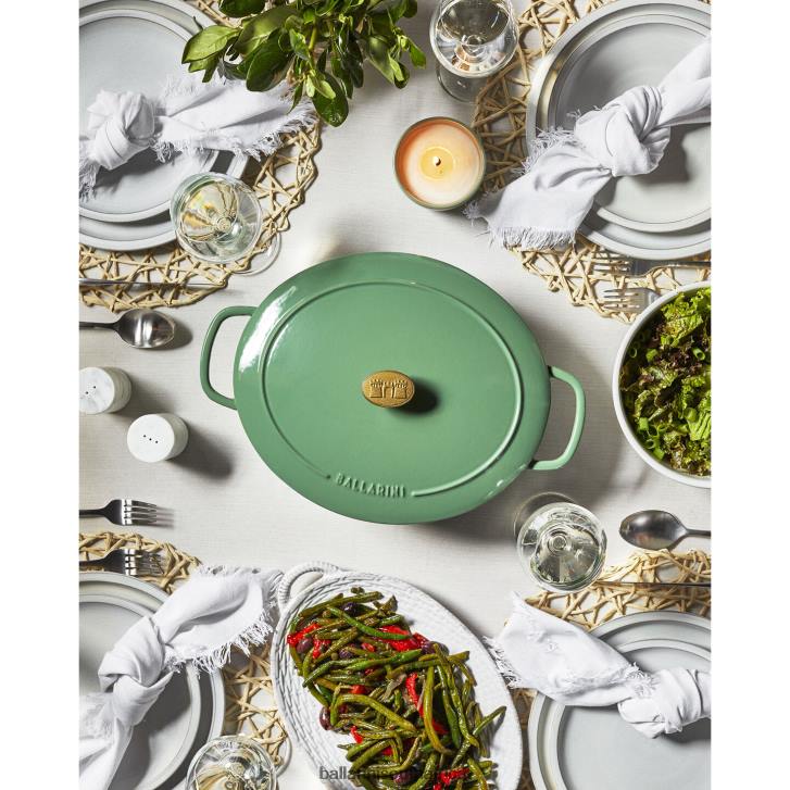 BALLARINI Bellamonte 475 qt Oval Cocotte Green Cookware T0DT51
