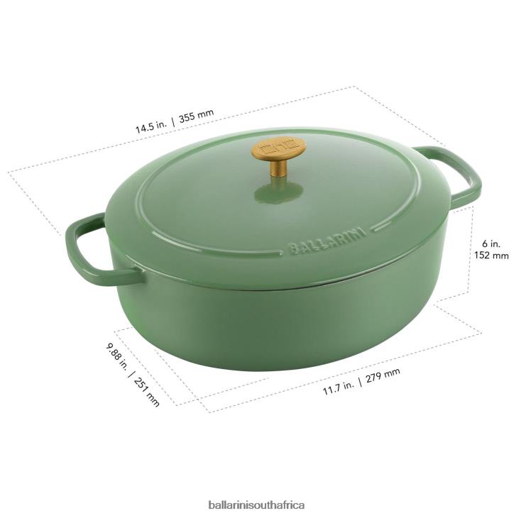BALLARINI Bellamonte 475 qt Oval Cocotte Green Cookware T0DT51