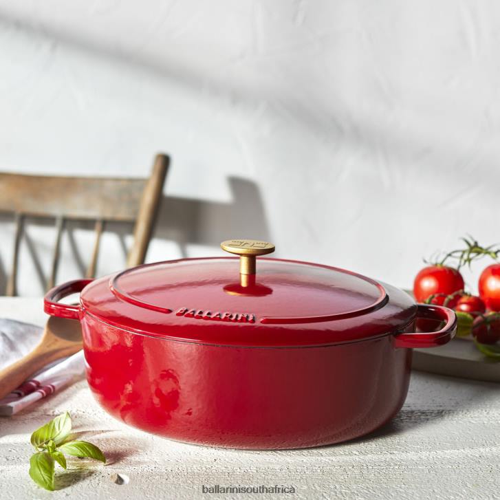 BALLARINI Bellamonte 475 qt Oval Cocotte Red Cookware T0DT53