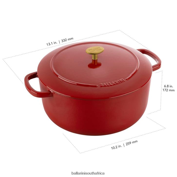 BALLARINI Bellamonte 575 qt Round Cocotte Red Cookware T0DT30