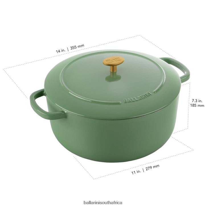 BALLARINI Bellamonte 75 qt Round Cocotte Green Cookware T0DT10