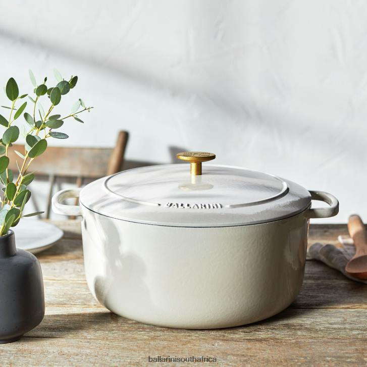 BALLARINI Bellamonte 75 qt Round Cocotte Ivory-white Cookware T0DT11