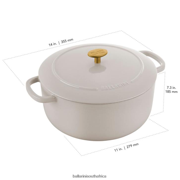 BALLARINI Bellamonte 75 qt Round Cocotte Ivory-white Cookware T0DT11